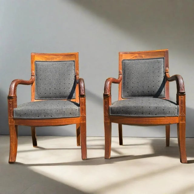 Set of Classicism Armchairs in Walnut For Sale - Image 10 of 10