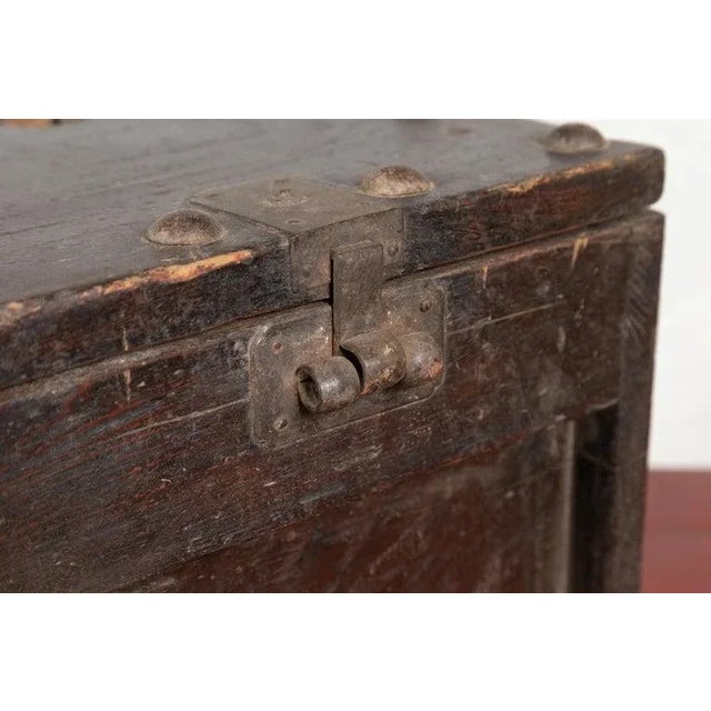 Chinese Antique Wooden Cash Box with Chain For Sale - Image 10 of 13