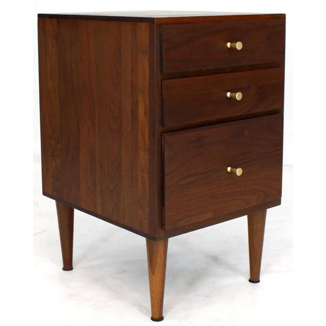 1960s 1960s Mid-Century Modern Solid Oiled Walnut 3-Drawer End Table For Sale - Image 5 of 8