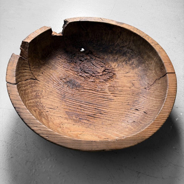 Vintage Japanese Wooden Dough Bowl, 1920s For Sale - Image 15 of 15