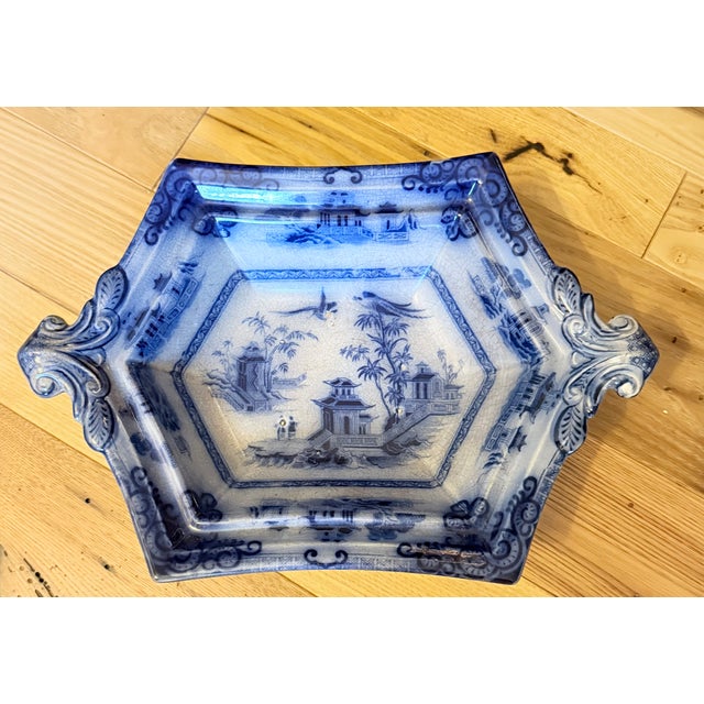 Antique Blue and White Pottery Server J. Clementson 19th Century English Ironstone Transferware For Sale - Image 10 of 18