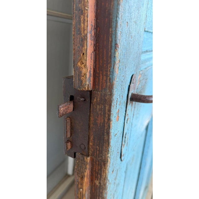 Early 18thc Original Blue painted door from New England.The back side is painted in original mustard & brown painted...