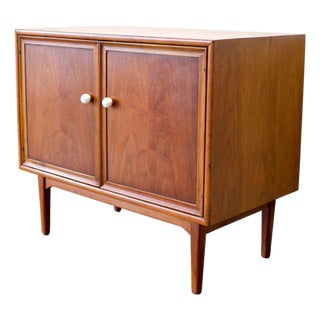 Drexel "Declaration" Walnut Record Cabinet / Small Sideboard Designed by Stewart MacDougall & Kipp Stewart For Sale