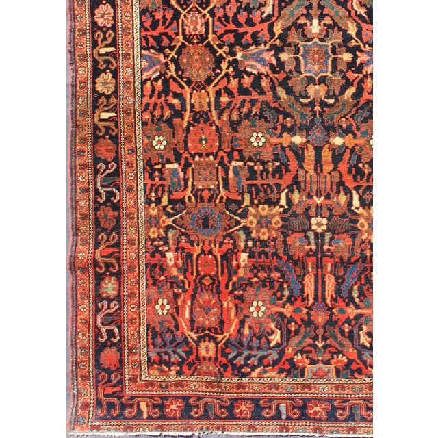 Textile 19th Century Antique Faraghan Sarouk With All-Over Design in Navy and Multi Colors For Sale - Image 7 of 8