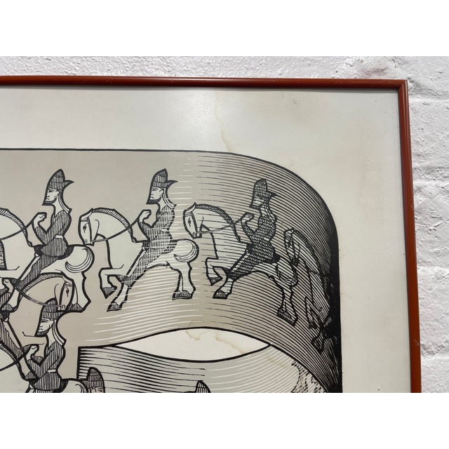 Mid Century Modern Framed m.c. Escher Horsemen Print | Vintage MCM Art For Sale - Image 9 of 15