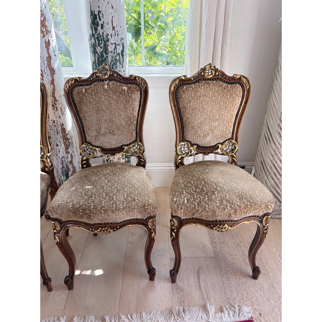 Avocado Five Vintage French Louis XV Style Chairs With Matching Stool For Sale - Image 8 of 11