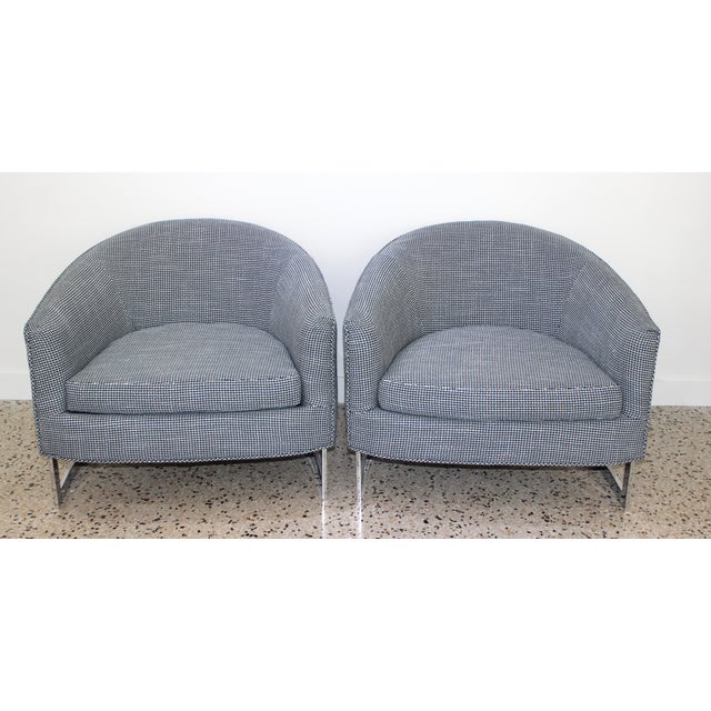 Chic and comfortable mid-century modern tub or lounge chairs from a Palm Beach estate, designed by Milo Baughman for...