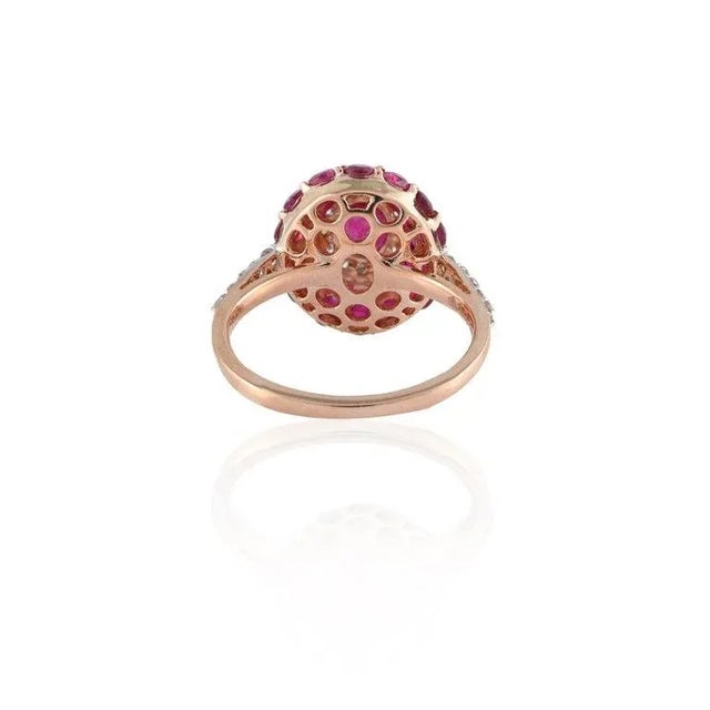 Not Yet Made - Made To Order 2.76 Carat Natural Ruby Cluster Ring in 14k Solid Rose Gold Size 7 For Sale - Image 5 of 6