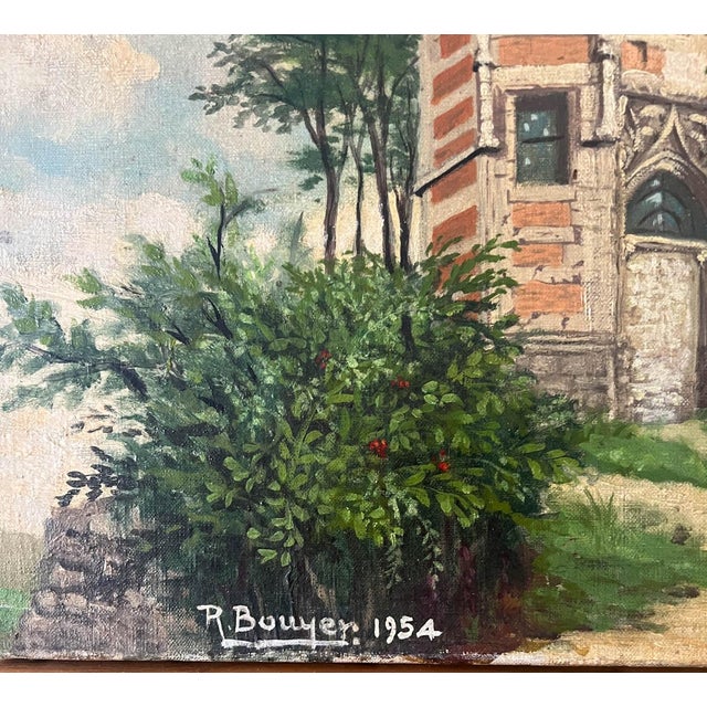 The School of Paris 1950s French Tower Anne De Bretagne Oil Painting on Canvas For Sale - Image 3 of 9