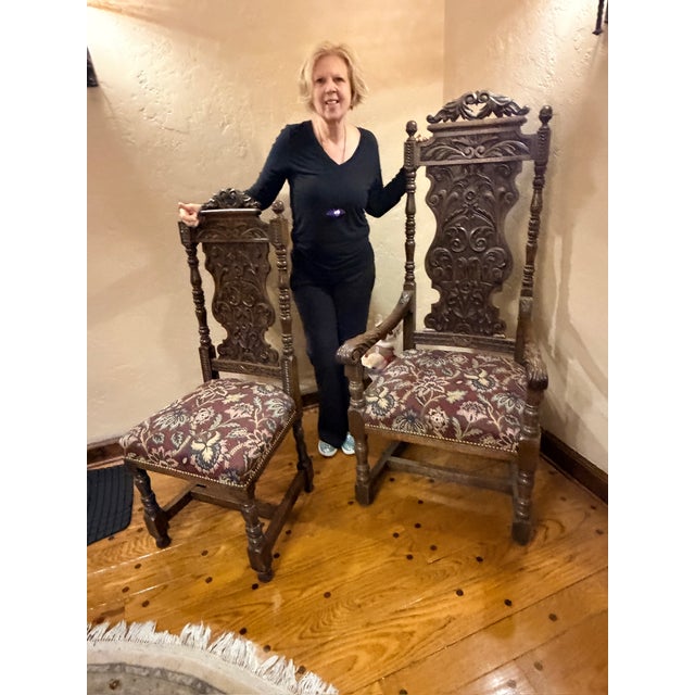 Downsizing - Must Sell - Late 19th Century Antique English Gothic Revival Carved High Back Dining Chairs – Set of 8 For Sale - Image 12 of 12
