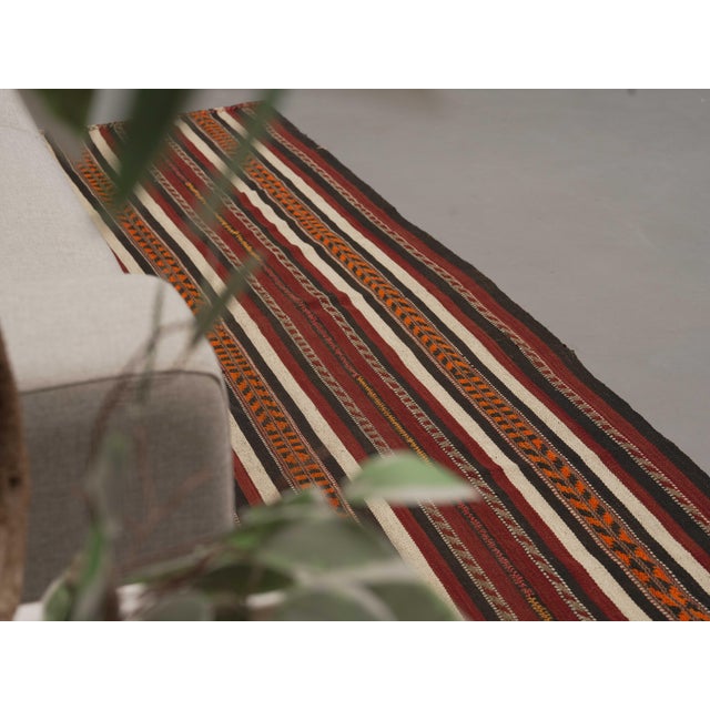 Islamic 1970s Vintage Handmade Wool Cotton Burgundy Runner Rug For Sale - Image 3 of 10
