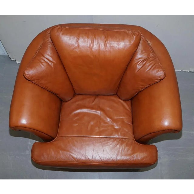 Set of Small Aged Tan Brown Leather Sofa & Matching Armchair For Sale - Image 14 of 18