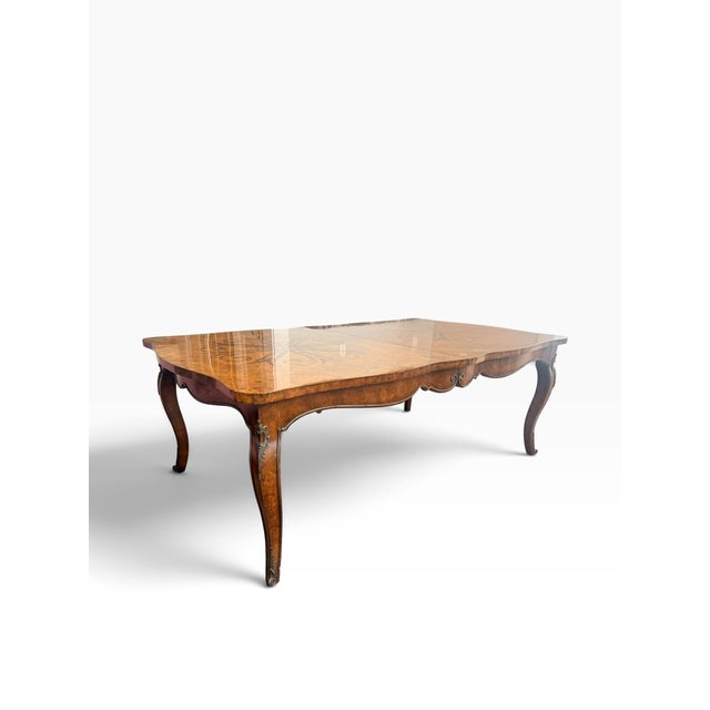 Mastercraft Mastercraft Monumental Burl Wood & Marquetry Dining Table With Two Leaves For Sale - Image 4 of 15