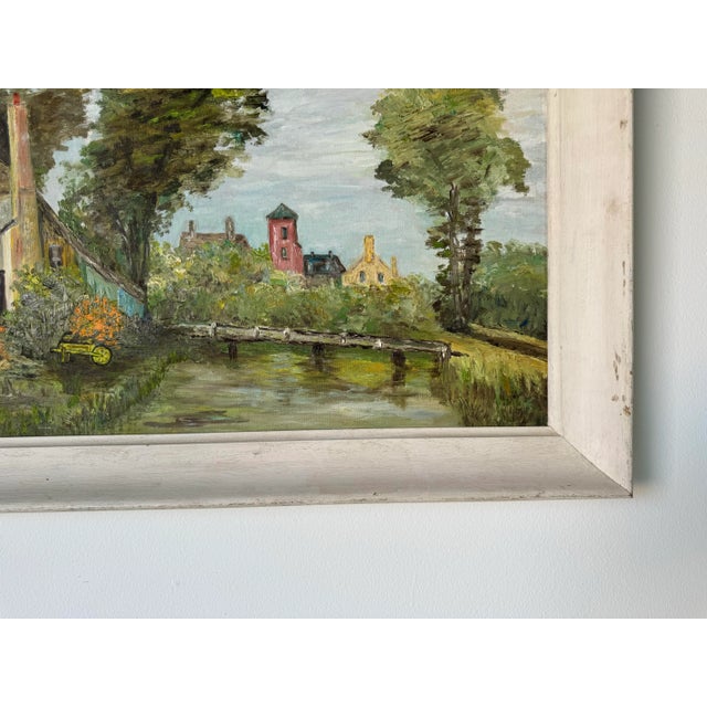 1970's Vintage Countryside Cottage Landscape Oil Painting, Framed For Sale - Image 9 of 11
