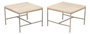 Paul McCobb Travertine Top Side Tables, Pair