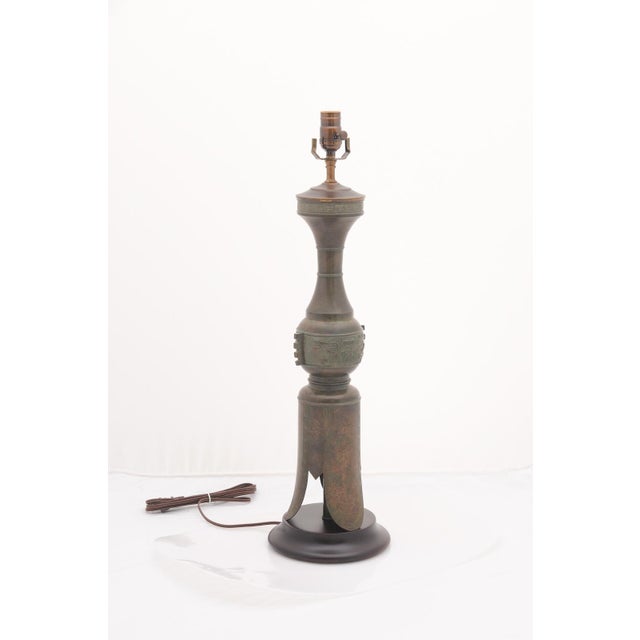 Striking Pair of Patinated Bronze Table Lamps by Marbro Lamp Co. - 1950s For Sale In Atlanta - Image 6 of 12