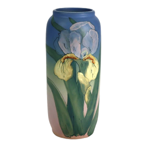 Antique Weller Art Pottery Vase With Iris Pattern Signed C1920