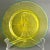 A stunning set of twelve entirely hand blown Ventian plates, in dappled luminescent daffodile yellow having contrasting...