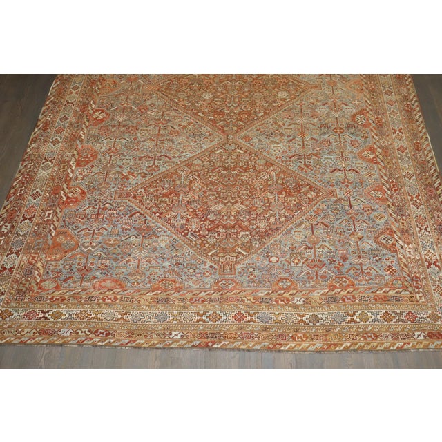Early 20th Century Early 20th Century Large Persian Shiraz Geometric Rug - 9'5" x 14'5" For Sale - Image 5 of 13