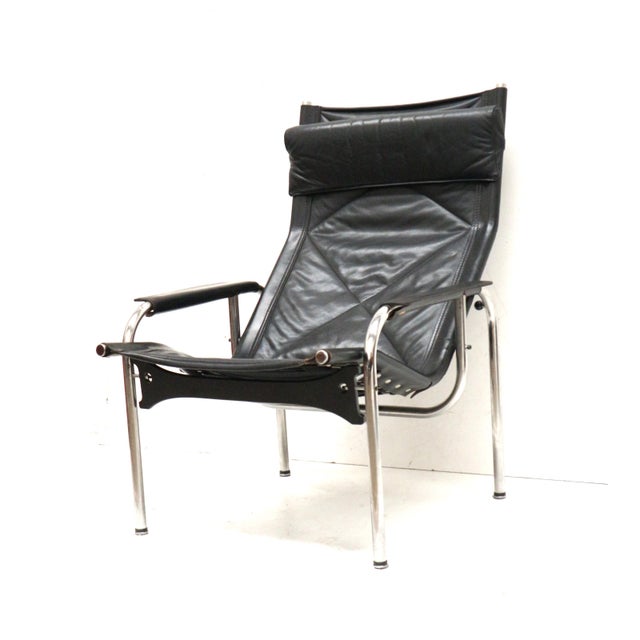Vintage Black Leather Chair by Hans Eichenberger For Sale - Image 14 of 18