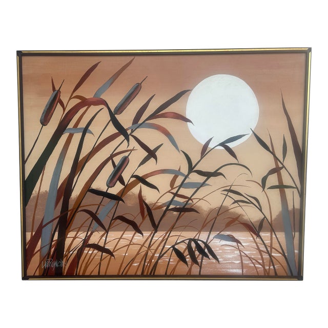 Large Lee Reynolds Mid Century Modern Landscape Oil Painting Circa 1960’s For Sale