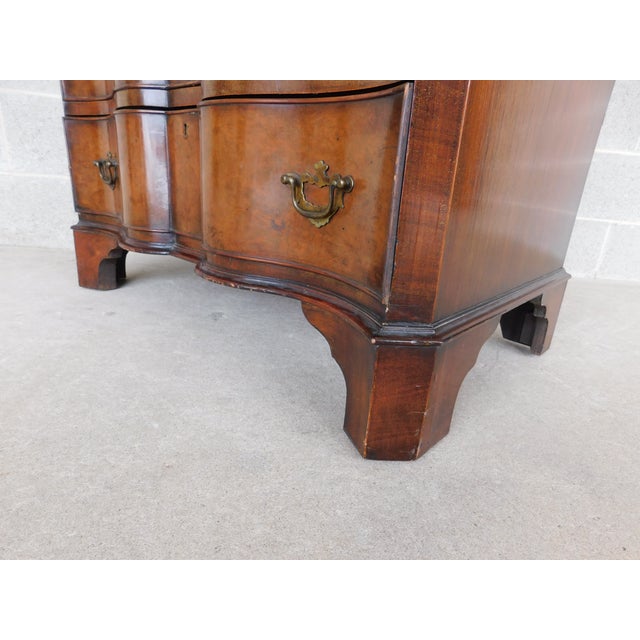 Antique George I Style Double Serpentine Front Burl Walnut Chest 33.25"w For Sale - Image 11 of 12