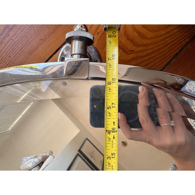 Traditional Pottery Barn Oval Chrome Wall-Mounted Pivot Mirror For Sale - Image 3 of 8