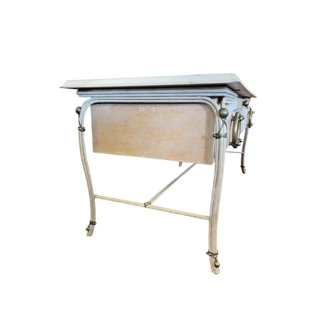 Cream Coastal Style Executive Desk by Charles Hart For Sale - Image 8 of 9