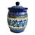 Vintage Maria Starzyk Hand Painted Bue "Pansy" Pottery Lidded Jar For Sale