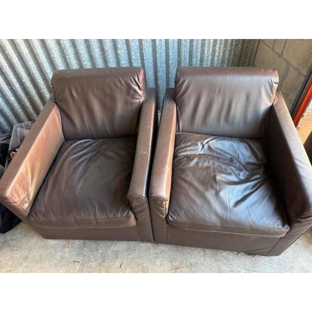 Authentic CAPPELLINI Italy Leather Armchairs Set (2) - Modern Designer Furniture