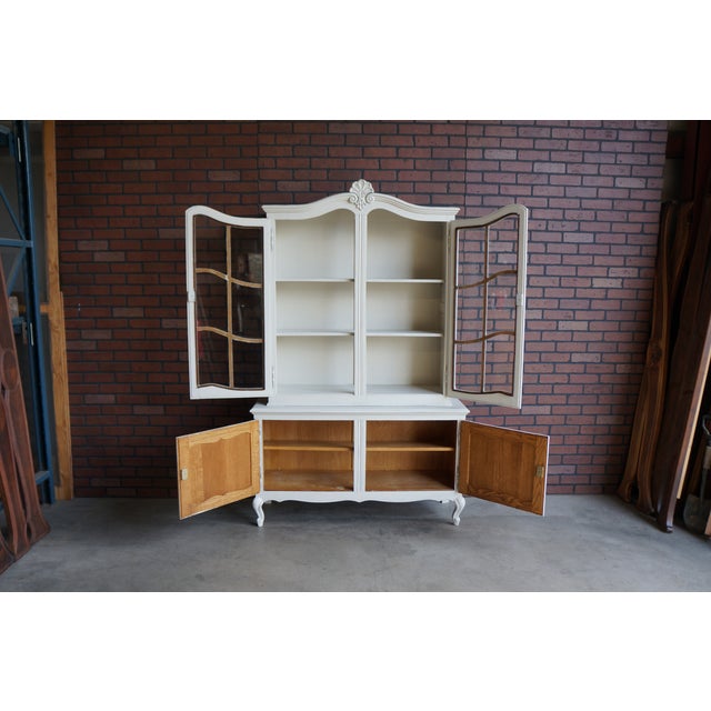 Light Gray Antique Shabby Chic French Style Hutch For Sale - Image 8 of 9