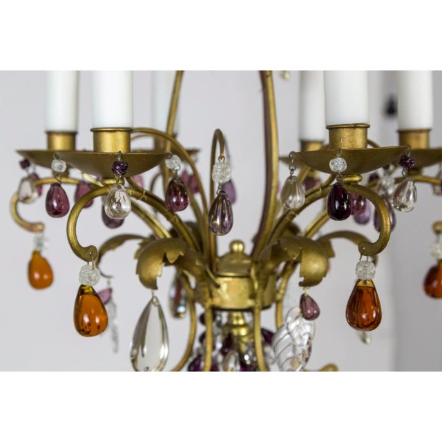 1940s Gilt Purple & Amber Fruit Crystal Chandelier For Sale - Image 9 of 12