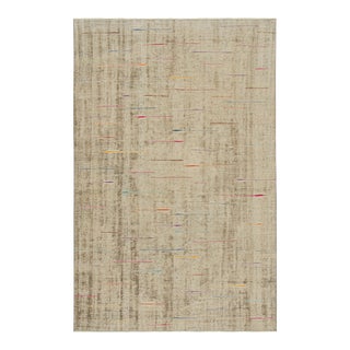 Vintage Zeki Müren Rug in Beige With Colorful Geometric Pattern From Rug & Kilim For Sale