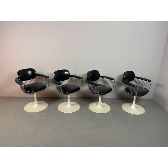 Black Vintage Swivel Dining Chairs attributed to Rudi Verelst for Novalux, Belgium, 1970s, Set of 4 For Sale - Image 8 of 16