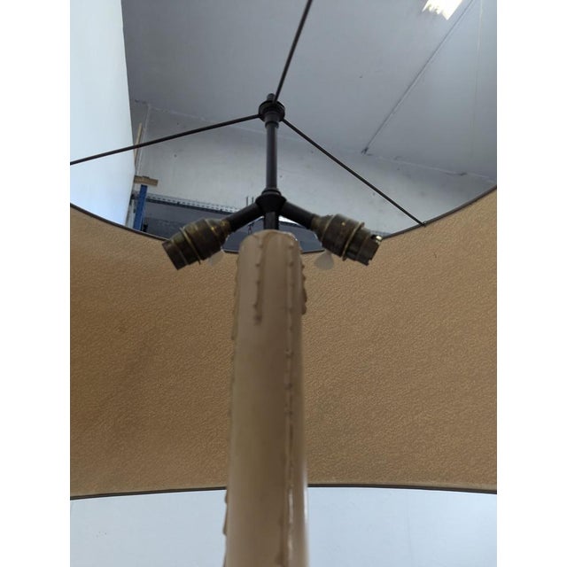 Metal Large Bronze Candlestick Lamp For Sale - Image 7 of 8