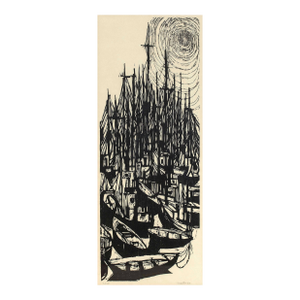 Roger Martin, 1966 Woodcut "Fleet" Modernist Print