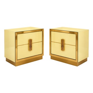 Butter Yellow Glass Bedside Tables from Justfurnituress SRL, Set of 2 For Sale