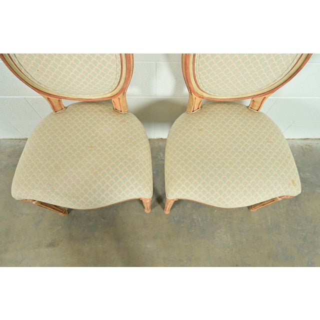 Wood Baker Furniture French Regency Louis XVI Cream and Pink Lacquered Side Chairs or Dining Chairs, Pair For Sale - Image 7 of 14