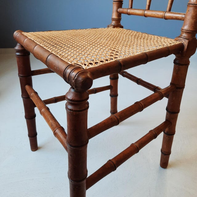 Vintage Side Chair in Rattan and Faux Bamboo, 1900s For Sale - Image 5 of 8