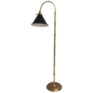 Mid-Century Modern Brass Faux Bamboo Floor Lamp For Sale