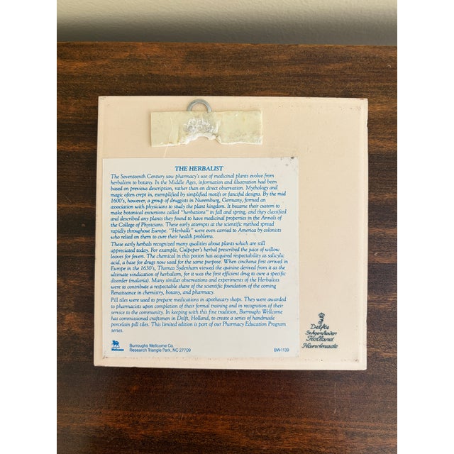 Delft Dutch Delft Blue and White Porcelain Tile - The Herbalist For Sale - Image 4 of 4