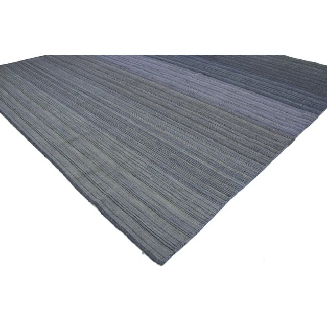 Vintage Ombre Kilim Rug ​with Postmodern Style 07'00 x 07'01. With its simplicity, ombre design and tranquil hues, this...