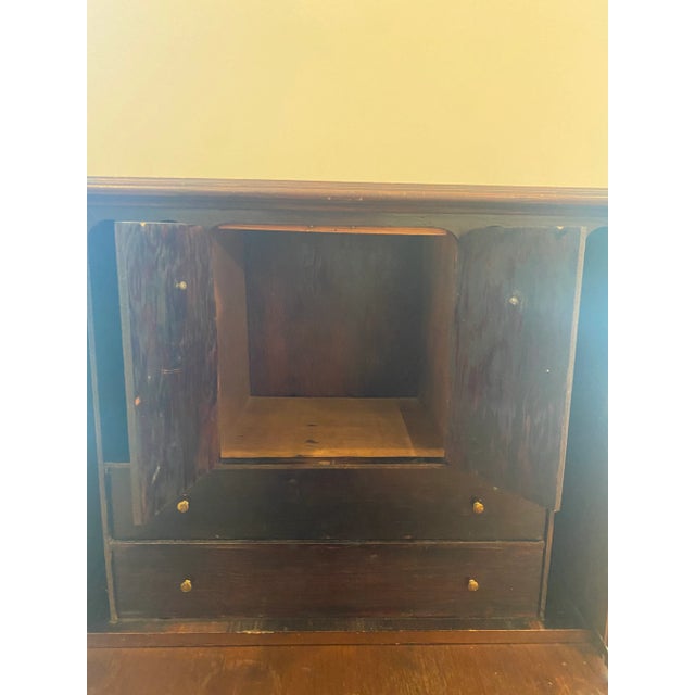 1940s Vintage Mahogany Secretary With Flip Down Desk and Storage For Sale - Image 5 of 13