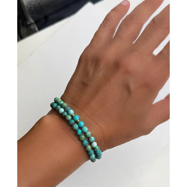 For summer or fall, this double wrap turquoise bracelet is perfect alone or stacked