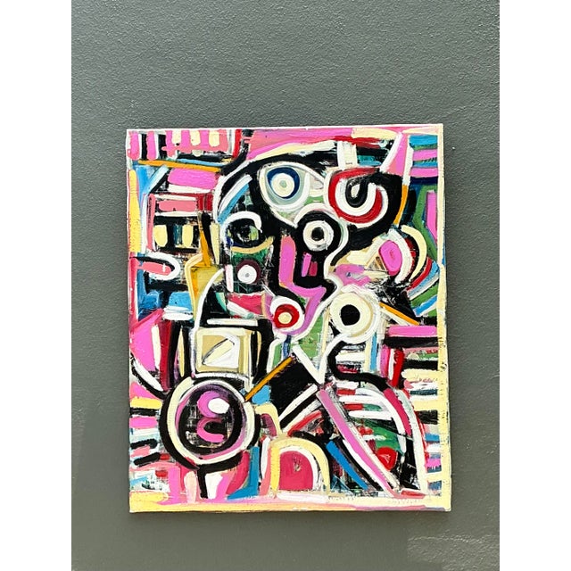 Vintage Geometric Vibrant Terry J Frid Oil on Canvas For Sale - Image 16 of 17