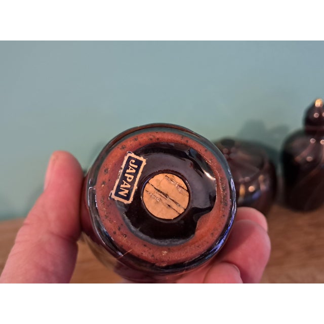 Mid-Century Modern Brown With Gold Accent Condiment Set of 6 Fred Roberts Company For Sale - Image 14 of 15