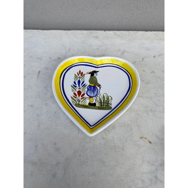 Henriot Quimper French Miniature Quimper Heart Plate Circa 1950 For Sale - Image 4 of 7