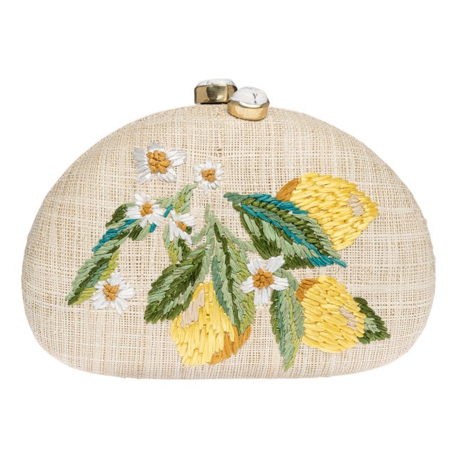 Berna Half Moon Clutch in Natural / Yellow For Sale