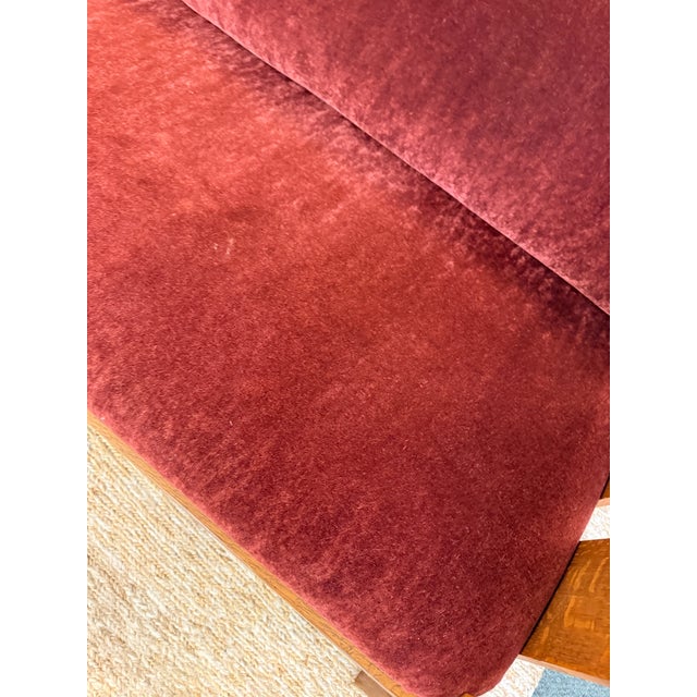 Oxblood Red Stickley Mission Oak Wood Arts & Crafts Sofa For Sale - Image 8 of 12