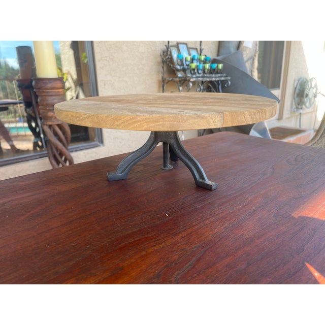 Farmhouse Magnolia Home by Joanna Gaines Kitchen Iron & Wood Lazy Susan For Sale - Image 3 of 8